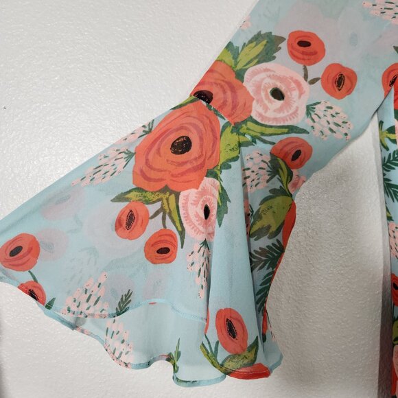 {Anthro} Paper Crown + Rifle Paper Co. Fluttered Blooms Swing Dress Oversized S - Picture 4 of 16